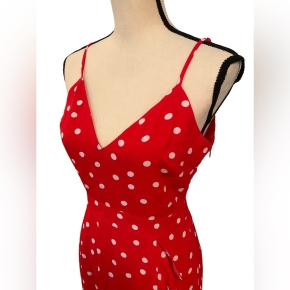 Lovers + Friends Bridget Red White Midi Dress (missing belt) Sz Small Faux Wrap - Picture 8 of 15